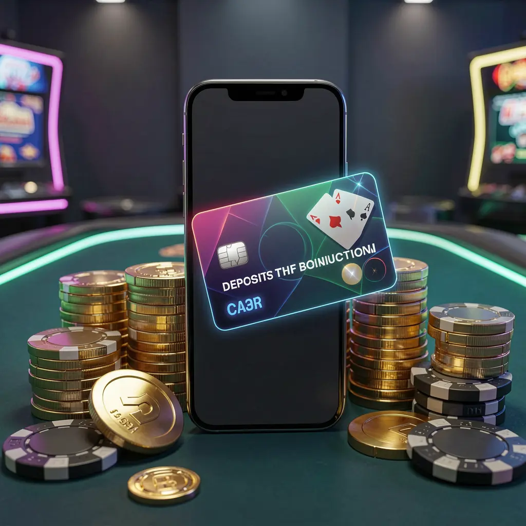 Konsep bonus setoran RKGGG menampilkan dompet ponsel pintar dengan kartu pembayaran bercahaya, koin emas, dan chip poker yang tersusun di sekelilingnya dalam gaya kasino seluler modern Konsep bonus setoran RKGGG menampilkan dompet ponsel pintar dengan kartu pembayaran bercahaya, koin emas, dan chip poker yang tersusun di sekelilingnya dalam gaya kasino seluler modern